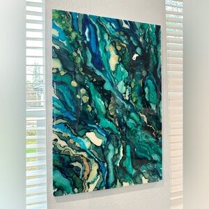Original Painting 23.5” X 33.5” 
Mixed media abstract painting / resin layering